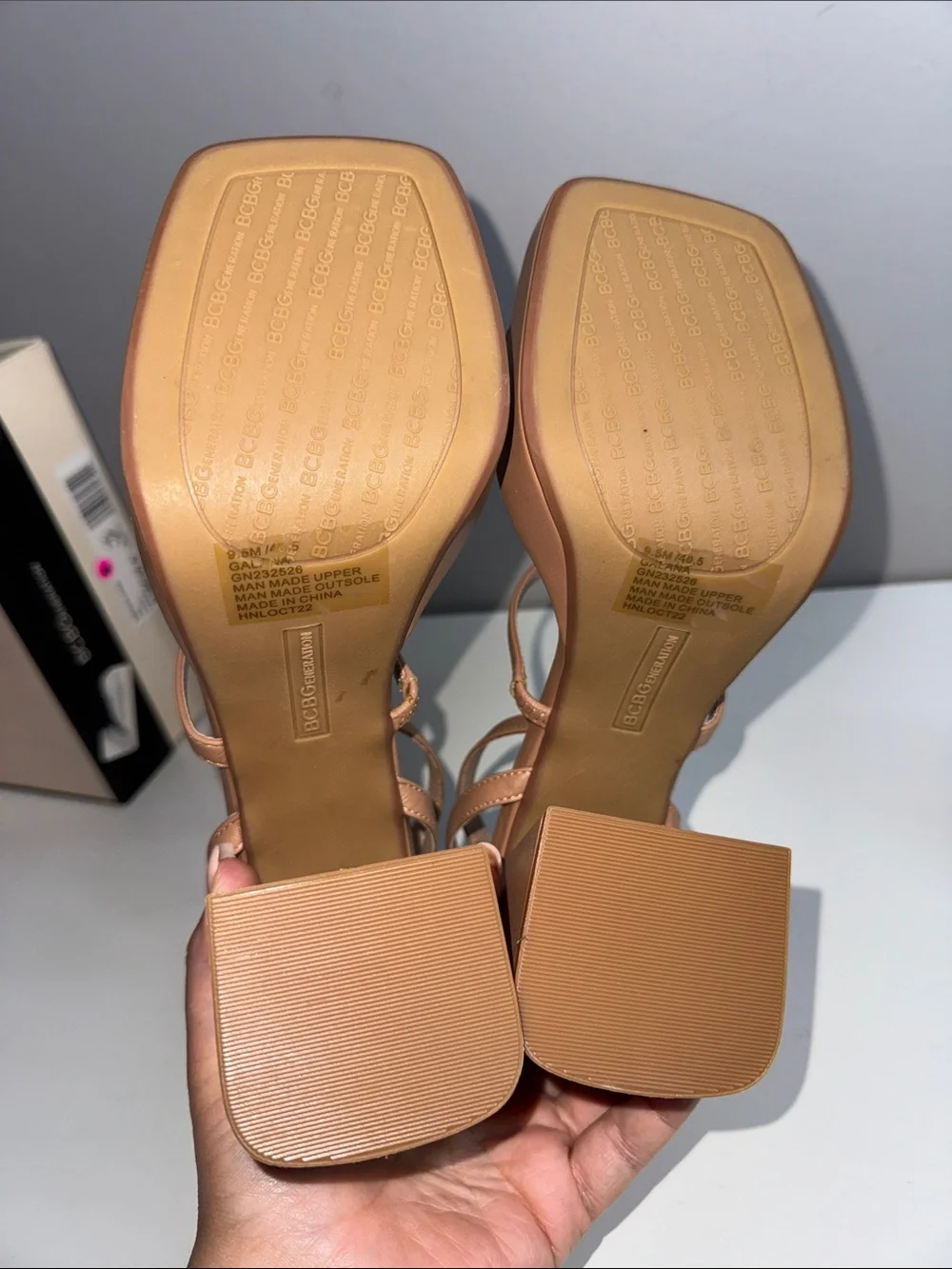 BCBGeneration Galana Nude Platform Block Heel Strappy Sandals Women’s 9.5M NIB